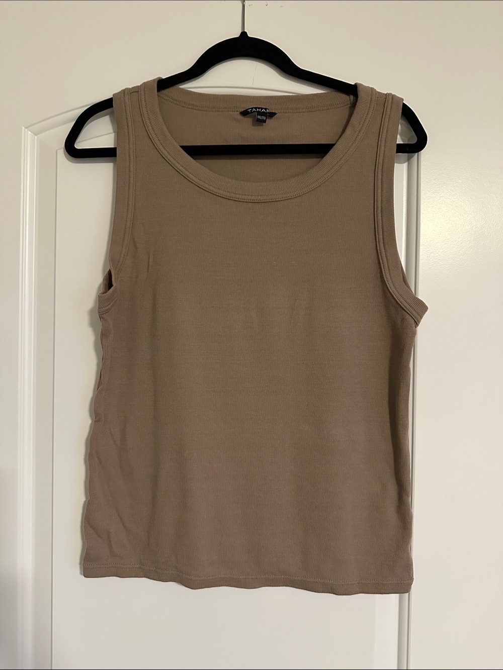 Tahari Classic Scoop Neck Tank in Taupe Beige